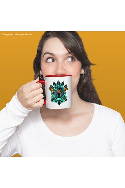 StoryGift Romania Mug With Swords, Magician, Flames, Fantasy, Fighter, Multicolor 330 ml, Ceramic, With ,STG