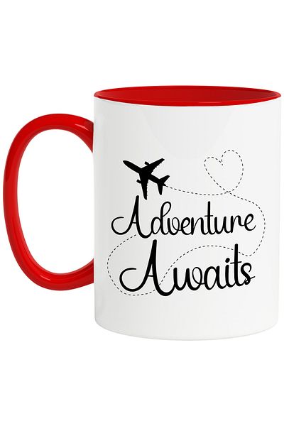 StoryGift Romania Airplane mug for those who travel a lot with the message "Adventure awaits" -, With ,STG