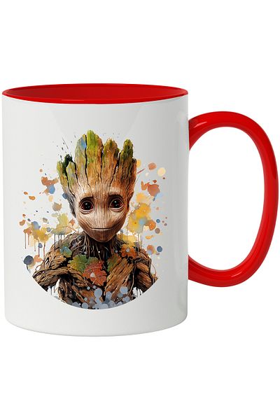 StoryGift Romania Mug With Groot, Character, Marvel, Leaves, Autumn, Paint Splatters, Multicolor 330 , With ,STG