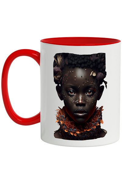 StoryGift Romania Mug With Portrait, Abstract, Fashion, Flowers, Collar, Glitter, Multicolor 330 ml, C, With, STG