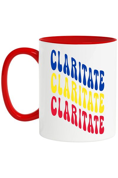 StoryGift Romania Mug The Word Clarity, in the Colors of the Romanian Flag, Red, Yellow, Blue,, With ,STG.