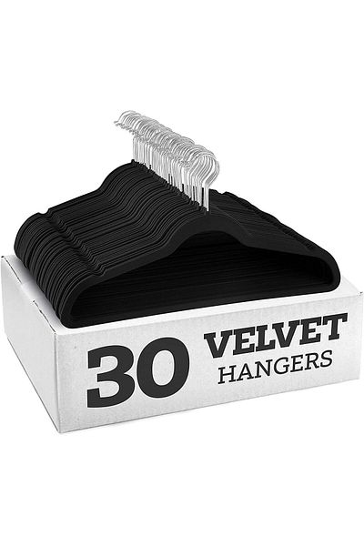 Lumely 30 PCS Hangers,Non-slip Velvet Suit Hangers,Ultra-Thin Space-Saving,360-Degree Swivel Hooks