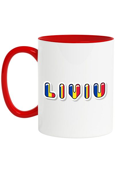 StoryGift Romania Mug With Name Liviu, Romania, Supporter, Romanian Flag, Patriot, 330ml, Ceram, With, STG