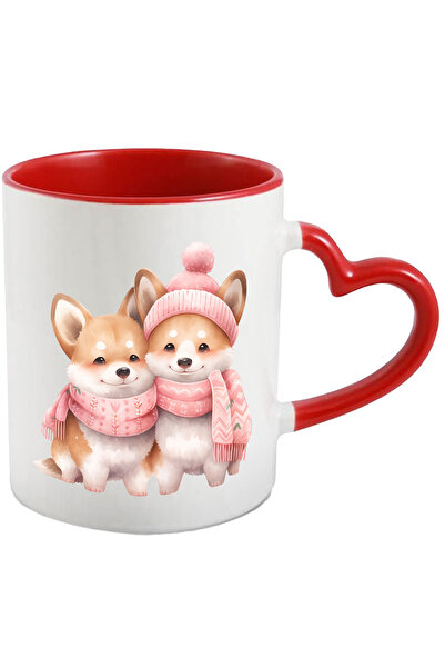StoryGift Romania Cana cu 2 catei Akita Inu | ilustratie | fulare | caciula |...