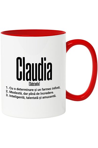 StoryGift Romania Mug With Name Claudia, and Motivational Message, Determination, Modest, Intelligence, With, STG
