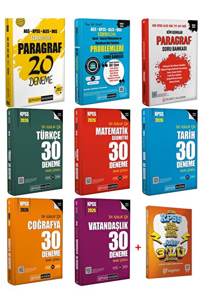 Pegem Akademi Yayıncılık KPSS 2026 ÖN LİSANS PEGEM PARAGRAF VE GNY-GNK DENEME...