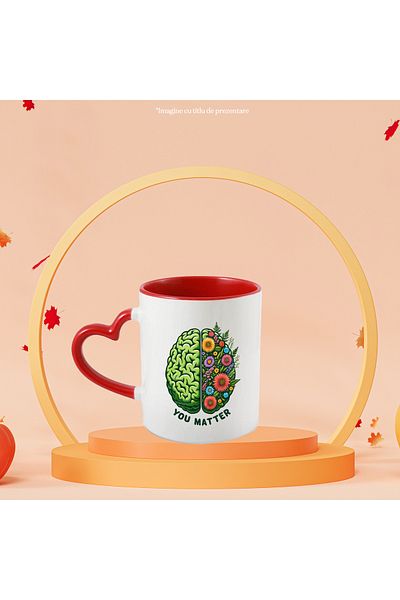 StoryGift Romania Mug with a brain with the message "You matter", hippie style, culture, illustration, p, With ,STG.