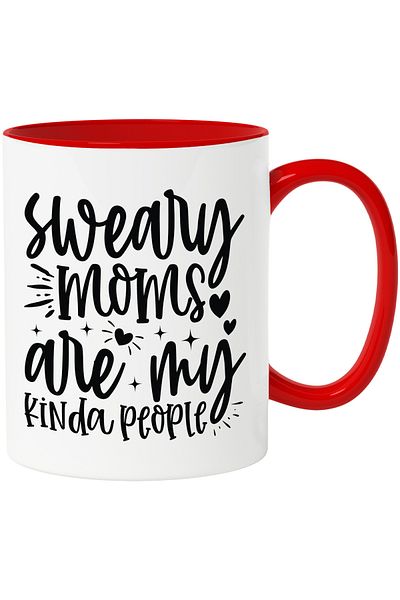 StoryGift Romania Mug with hearts for mothers who talk badly with Red Handle, With Red Handle STG ,,STG
