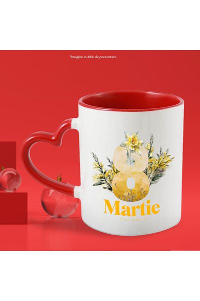 StoryGift Romania Mug March 8 Women's Day Mother's Day Flowers, 330ml, Ceramic with Heart Handle, With,STG