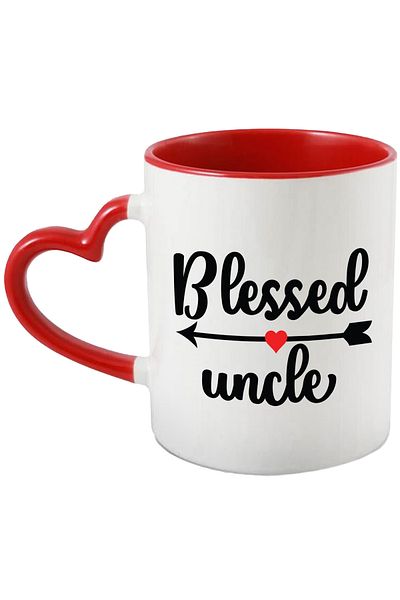 StoryGift Romania Heart mug for an uncle blessed with good grandchildren and good relatives with, With, STG.
