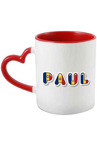 StoryGift Romania Mug With Name Paul, Romania, Supporter, Romanian Flag, Patriot, 330ml, Ceramics, With, STG.