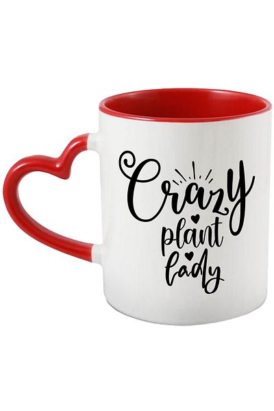 StoryGift Romania Mug with hearts and the message "Crazy plant lady" - lady crazy about plants, With,STG.