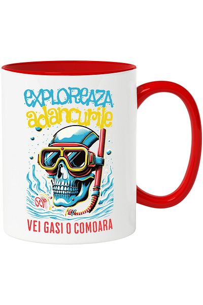 StoryGift Romania Mug explore the depths you will find a treasure skull c, 330ml, Ceramic with R Handle, With, STG