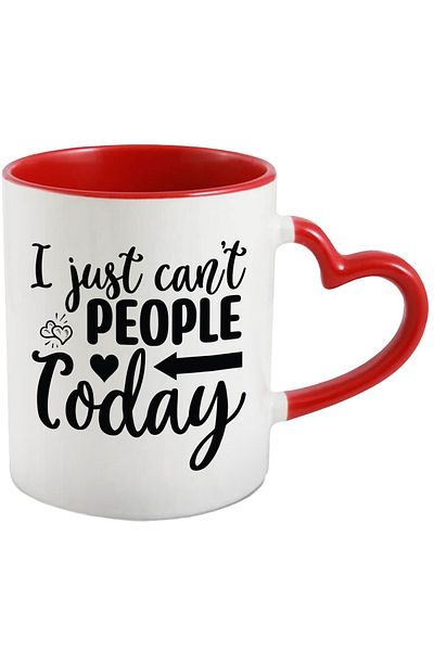 StoryGift Romania Heart Mug for those who don't feel like people today with Red Heart Handle, With ,STG