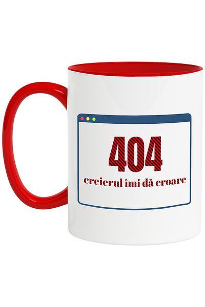 StoryGift Romania Mug Table Computer text brain gives me error, 330ml, Ceramic with Red Handle, With Handle, STG.