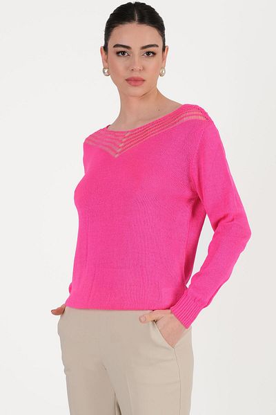 Spazio Eggert Front Back Collar V Hole Knitted Loose Knitwear Fuchsia