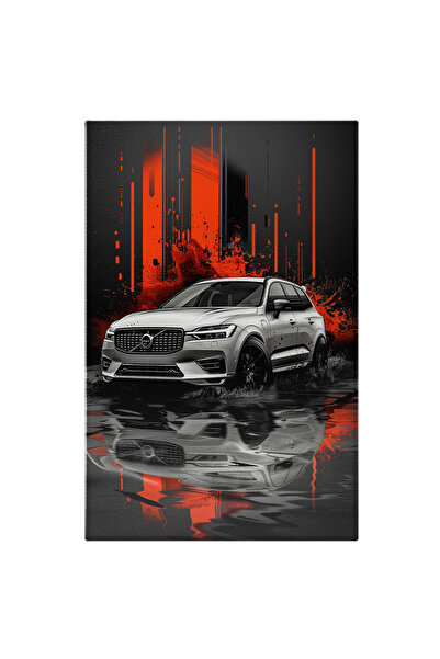 StoryGift Romania Tablou Canvas White Car, Masina Volvo De Culoare Alba Pe O Podea In Care Se Reflecta Cu Un Dec