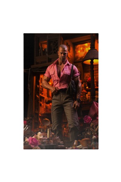 StoryGift Romania Tablou Canvas: Portret Barbat In Camasa Roz Bine Facut Fitn...