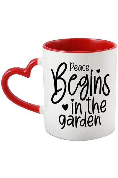 StoryGift Romania Mug with the message in English "Peace begins in the garden" - peace begins in the garden, With ,STG