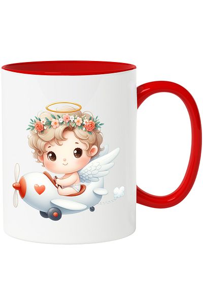 StoryGift Romania Mug with a baby riding a plane | illustration | wings | crown from , With ,STG