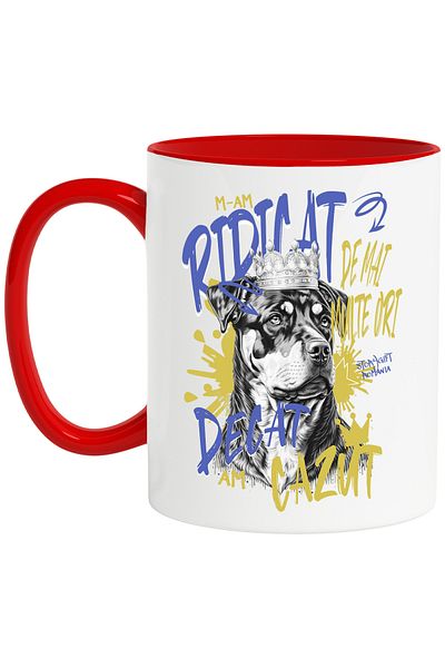StoryGift Romania Crowned Dog Mug, motivational text I HAVE RISE UP MORE TIMES THAN I HAVE, With,STG