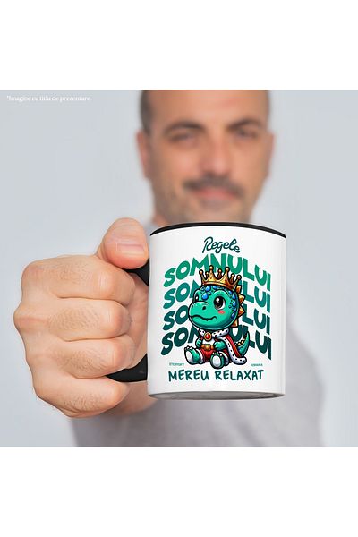 StoryGift Romania Dinosaur Mug With Crown Funny Text King of Sleep, 330ml, Ceramic with Handle Ne, With ,STG.