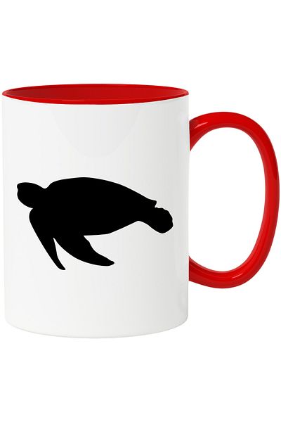 StoryGift Romania Mug with a turtle with a red handle, with a red handle STG, STG, STG