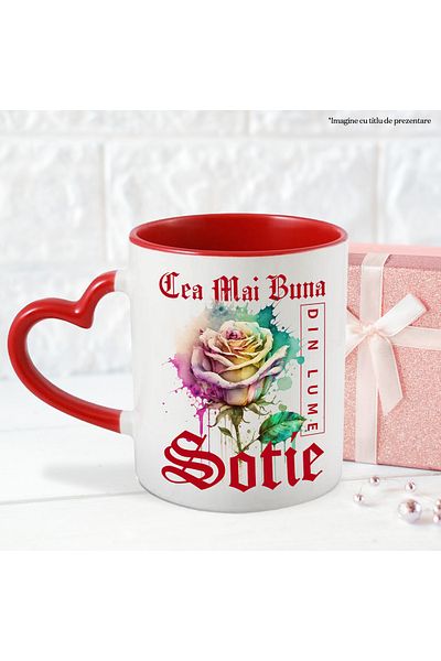 StoryGift Romania Mug With Text The Best Wife In The World, Flower, Colorful Rose, Watercolor, With, STG