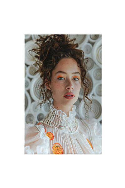 StoryGift Romania Tablou Canvas: Fata Alba Cu Machia Portocaliu Si Par Saten ...