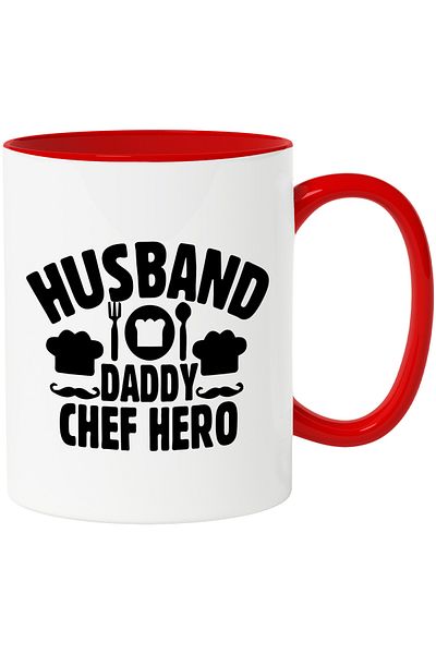 StoryGift Romania Mug with the text in English "Husband, daddy, chef hero" - sot tatic erou buc, Cu,STG