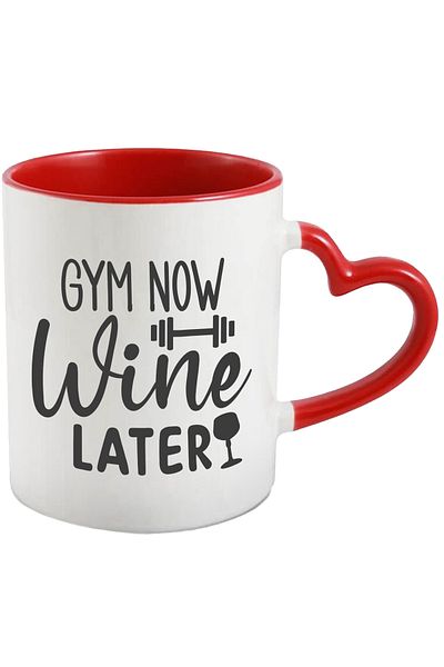 StoryGift Romania Mug with a dumbbell and the message "Workout now and come later" - sports drink with Ma, Cu, STG.