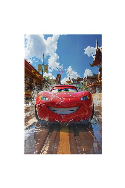 StoryGift Romania Tablou Canvas: Strada De Apa Pe Care Merge Fulger Mcqueen Cu Viteza Luminii, Masina Bucuroasa