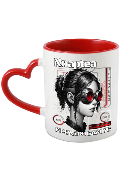 StoryGift Romania Cana Noaptea e pentru gaming fata cu ochelari joc video, 330ml, Ceramica cu Mane, Cu ,STG