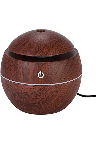MACVI Difuzor Aromaterapie Umidificator Macvi® UM-06, cu 7 Culori LED, USB, 130 ml, Rotund, Maro