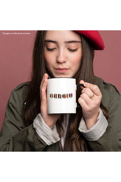 StoryGift Romania Mug With Name Sergiu, Romania, Supporter, Romanian Flag, Patriot, 330ml, Wax, With,STG