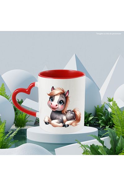 StoryGift Romania Happy Female Pony Mug | Illustration | Standing | Pet, With ,stg