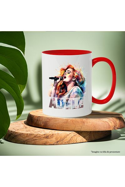 StoryGift Romania Mug With Adele, Microphone, Music, Song, Artist, Celebrity, Multicolor 330 ml, Wax, With