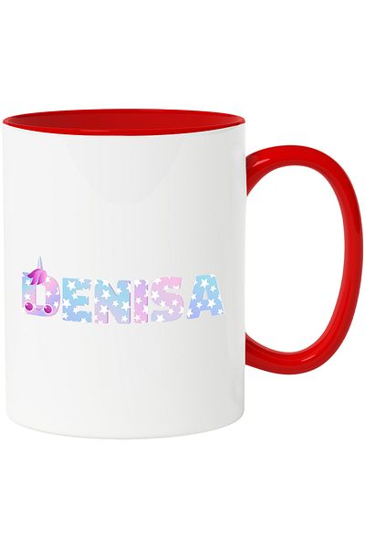 StoryGift Romania Mug With Name Denisa, Unicorn, Princess, Fairytale, Cute, 330ml, Ceramic with M, With, STG.