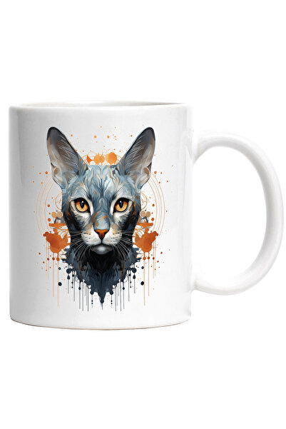 StoryGift Romania Cana Cu Cap De Pisica, Stropi De Vopsea, Ilustrate, Multico...