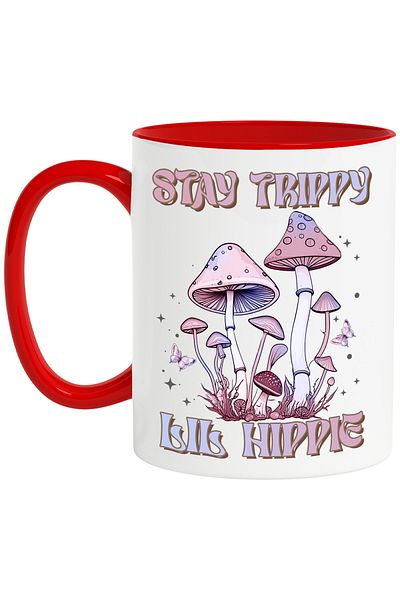 StoryGift Romania Mug with the message "Stay trippy, lil hippie", hippie style, culture, illustration, p, With ,STG