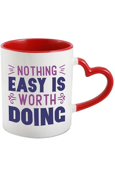StoryGift Romania Mug with a message that urges you not to invest time in easy things with Mane, Cu, STG.