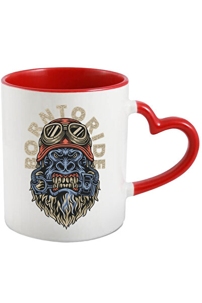 StoryGift Romania Cana Cu Mesaj In Engleza Born To Ride, Gorila, Casca, Ochel...