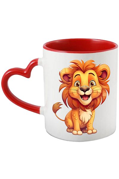 StoryGift Romania Mug with a cheerful lion | illustration | wild animal | king of the jungle | dangerous, With ,STG