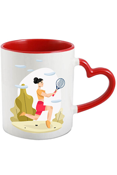 StoryGift Romania Cana Cu Tenis, Jucator, Racheta, Nori, Natura, Copaci, Spor...