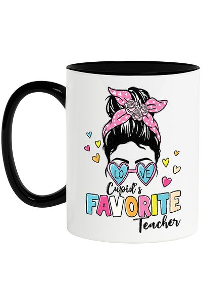 StoryGift Romania Mug with the message "Cupid favorite teacher", illustration, school, pupils, students, p, Cu,STG