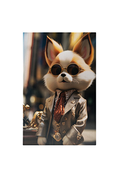 StoryGift Romania Tablou Canvas: Baby Fox Cu Blana Alba Si Urechiuse Portocal...