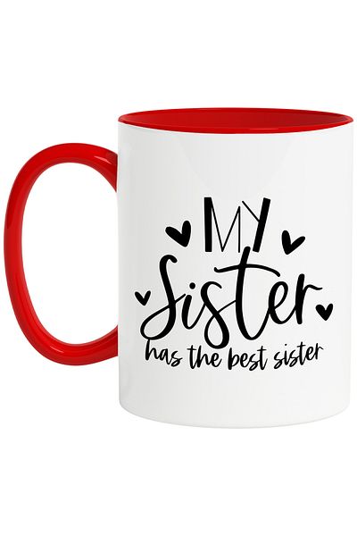 StoryGift Romania Mug with hearts and the message "My sister has the coolest sister" - appreciation, respect, With ,STG