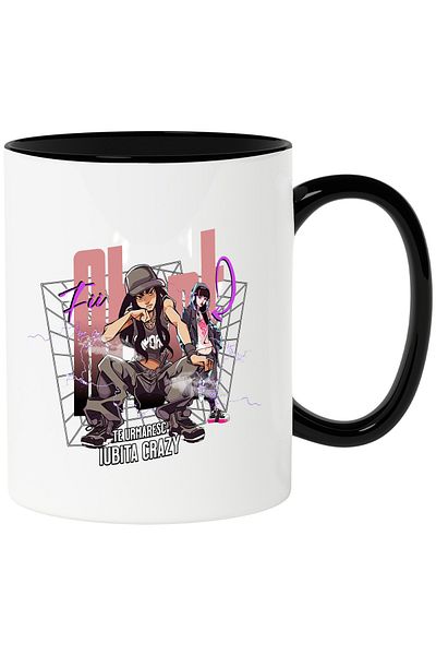 StoryGift Romania Girl Mug In Hip Hop Style Text Be Careful I'm Watching You Crazy Lover, 330ml, Ceramics, With ,STG