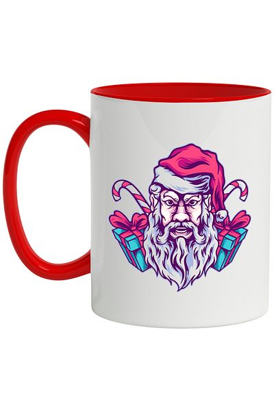 StoryGift Romania Mug With Santa Claus, Sweets, Gift Boxes, Ribbon, Beard, Multicolor 330 m, With ,STG