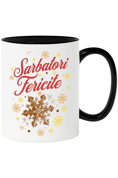 StoryGift Romania Happy Holidays Mug Christmas Family Holiday Wishes, 330ml, Ceramic with Handle, With, STG